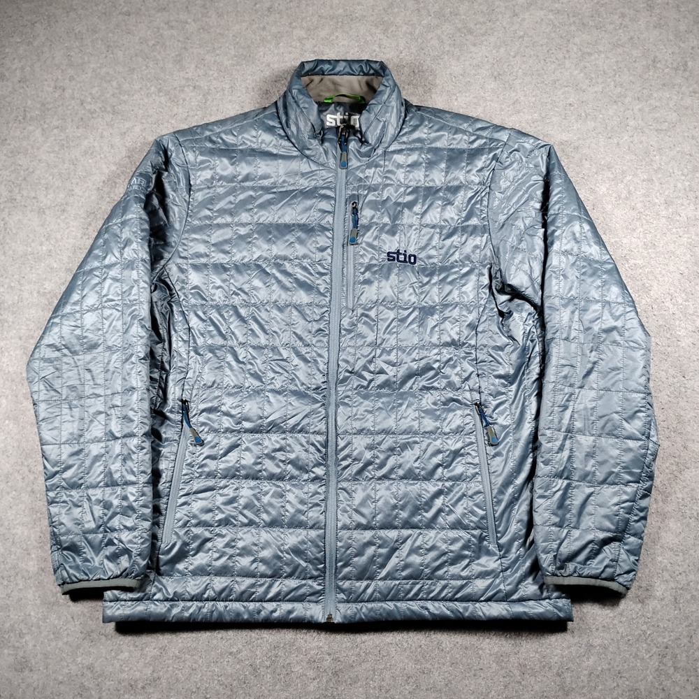 Stio Men L Blue Azura insulated Down Pullover Full Zip Quilted Puffer Jacket
